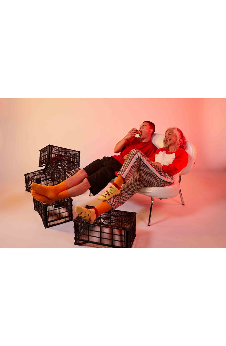 doiy 2-Pack Napoli Pizza Crew Socks, Alternate, color, Orange Multi