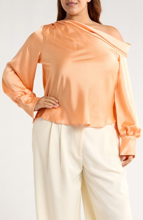 Drop Shoulder Satin Top (Plus)