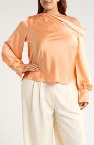Renee C Drop Shoulder Satin Top