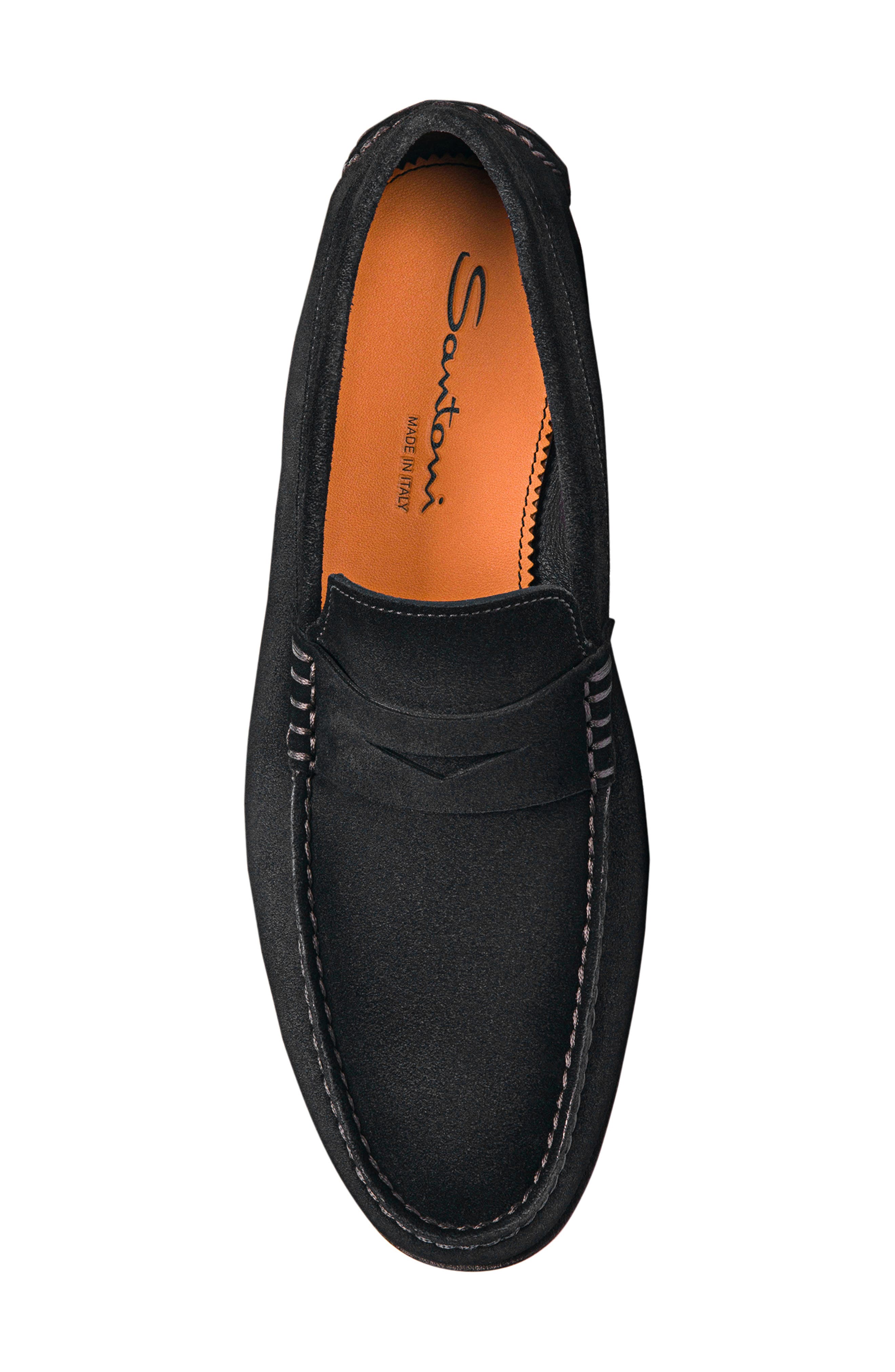 Santoni Suede Penny Loafer, Alternate, color, Black