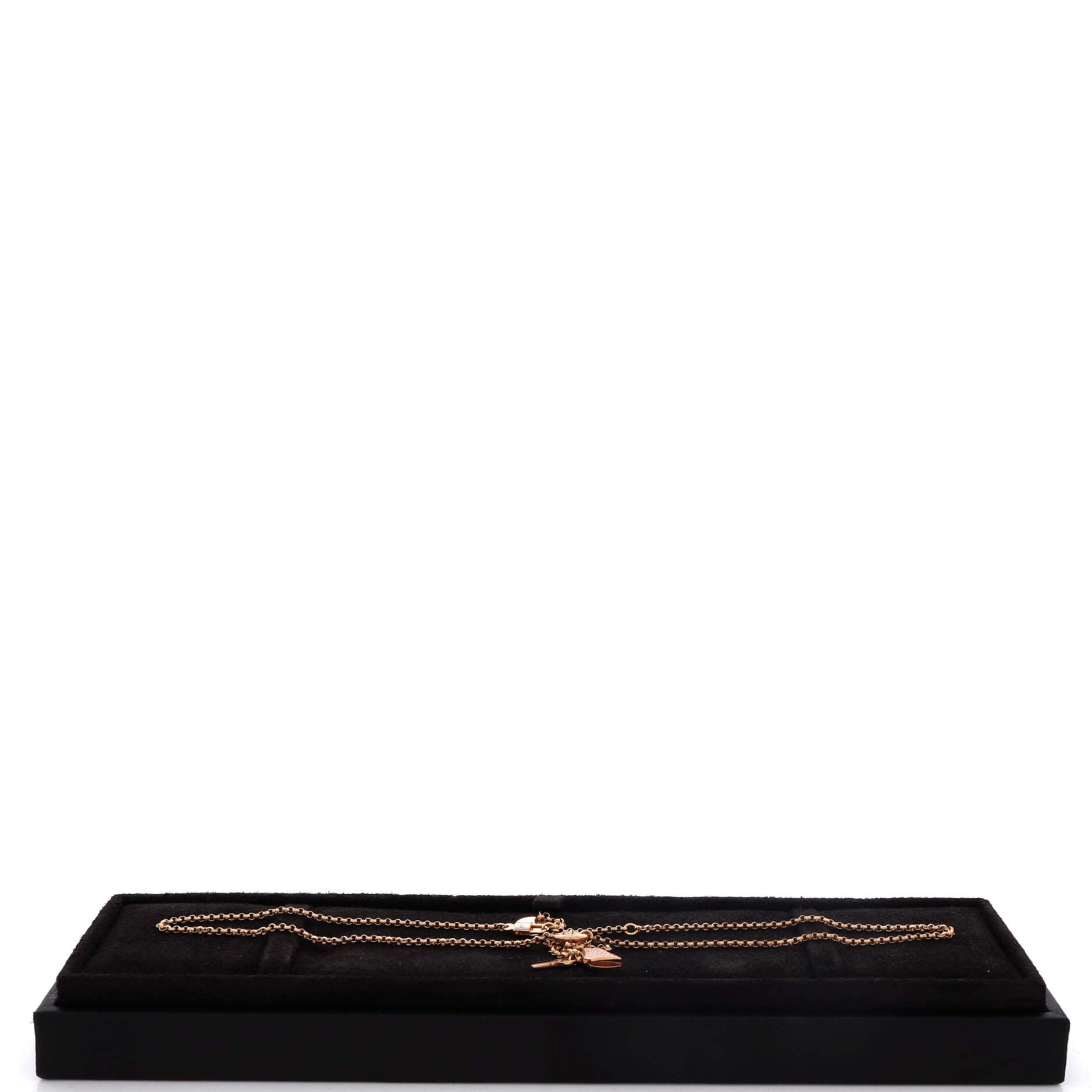 Pre-Owned Hermes Kelly Clochette Pendant Necklace 18K Rose Gold with Diamonds Small, Alternate, color, Rose Gold