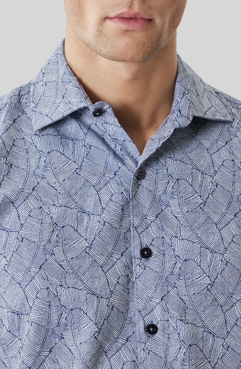 Robert Barakett Kazuki Leaf Print Short Sleeve Cotton Button-Up Shirt, Alternate, color,