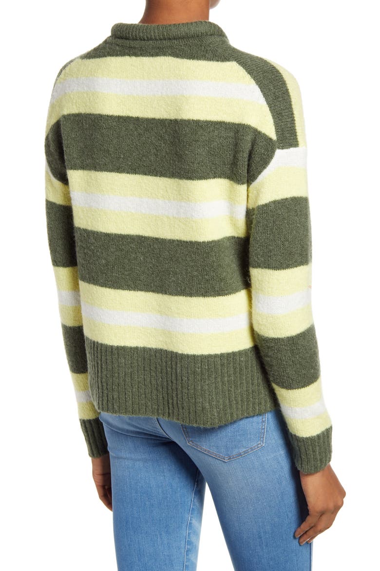Striped Fulton Pullover Sweater, Alternate, color, HEATHER GREENGRASS