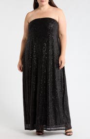 SUGARLIPS Friday Nights Sequin Strapless Maxi Dress