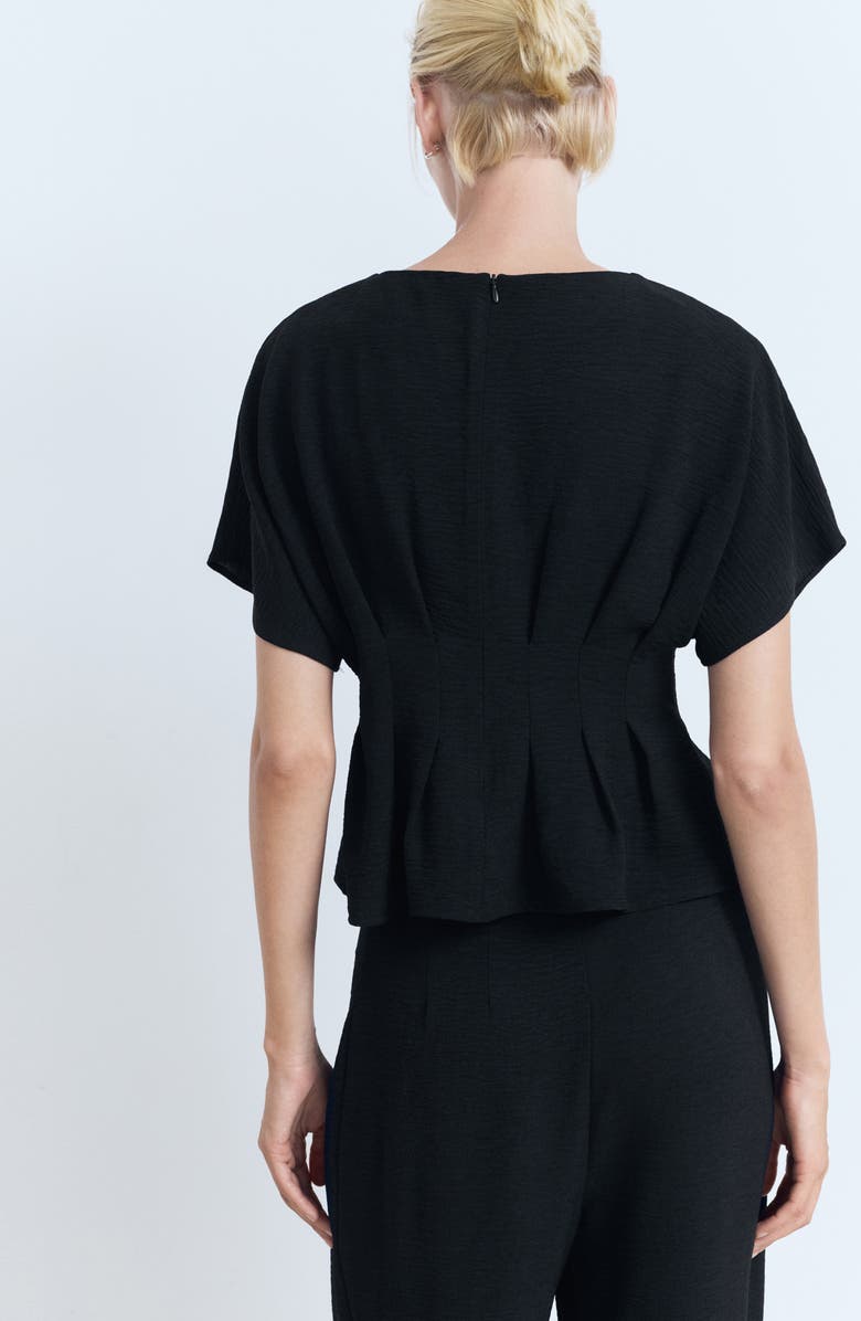 MANGO Short Sleeve Peplum Top, Alternate, color, Black