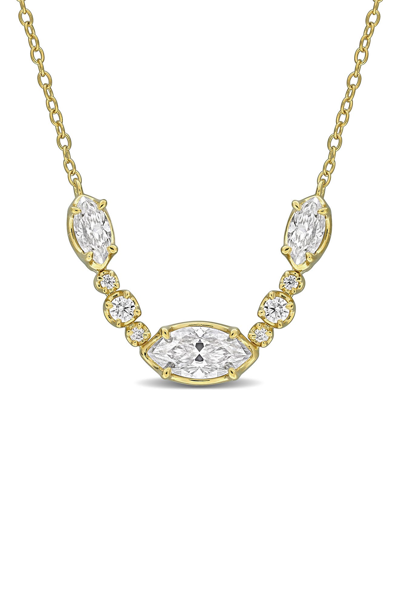 Marquise and Round Created Moissanite Necklace