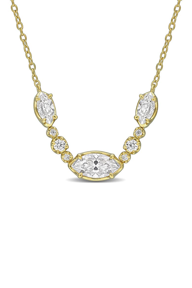 Marquise and Round Created Moissanite Necklace, Main, color, GOLD