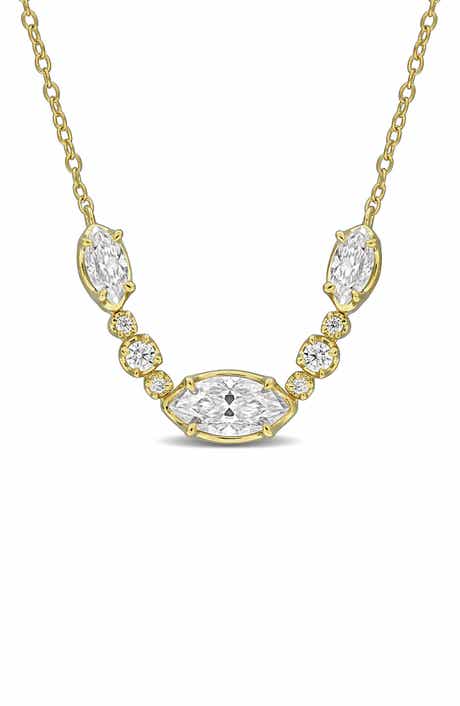 Marquise and Round Created Moissanite Necklace