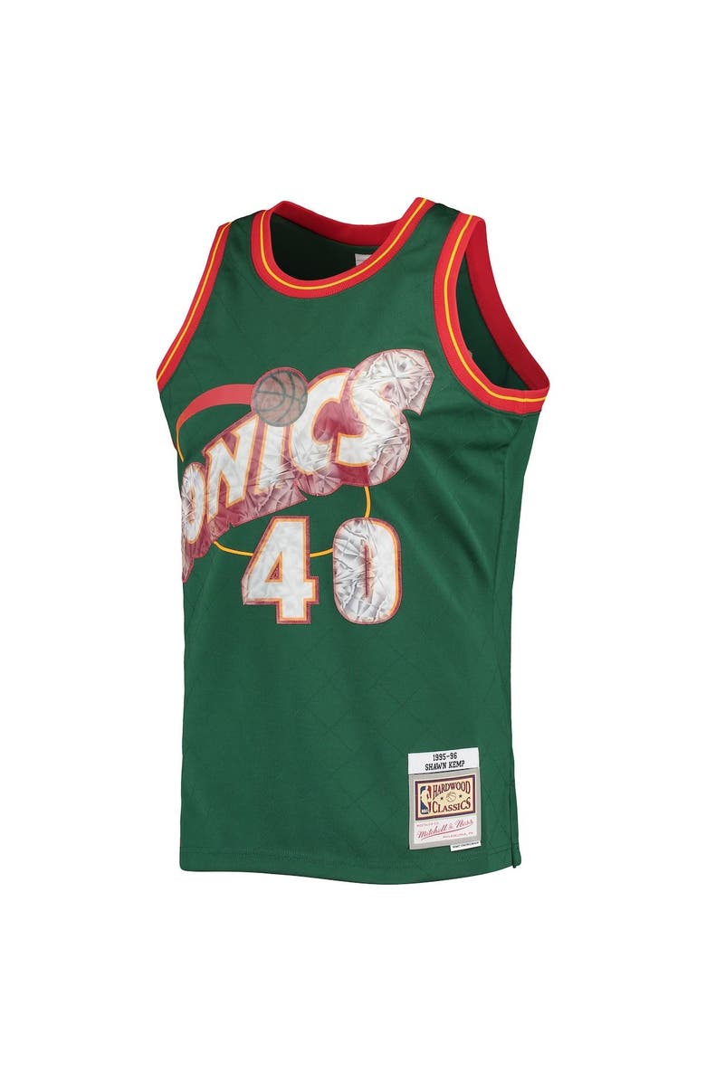 Mitchell & Ness Men's Mitchell & Ness Shawn Kemp Green Seattle SuperSonics 1995/96 Hardwood Classics NBA 75th Anniversary Diamond Swingman Jersey, Alternate, color, 