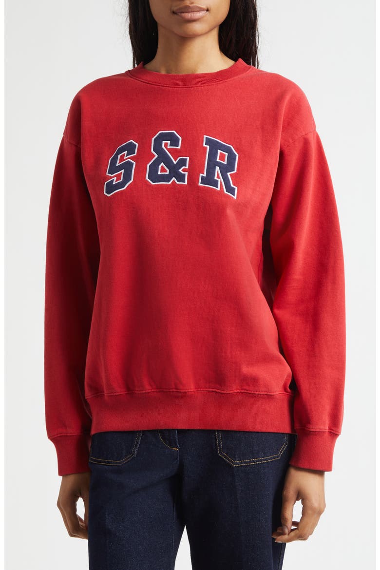 Ivy Logo Appliqué Cotton Graphic Sweatshirt, Alternate, color, RUBY