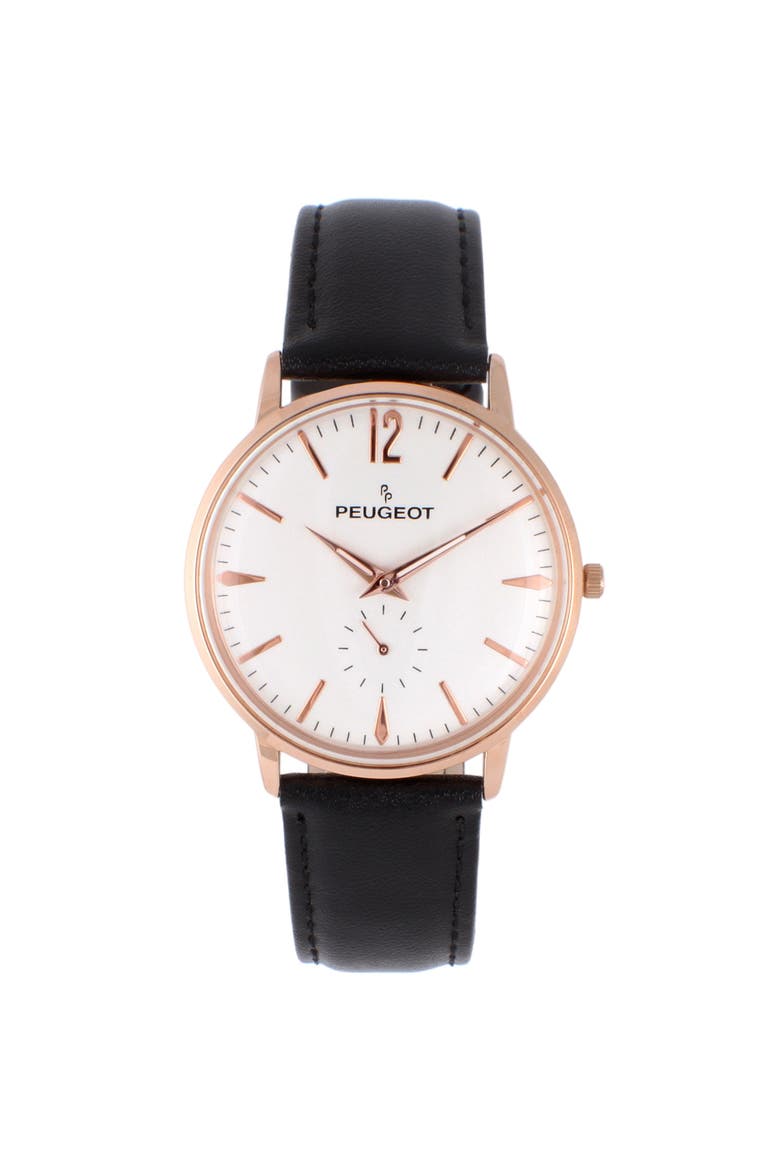 Round Vintage Remote Sweep Leather Watch - 40MM, Main, color, Rose Gold