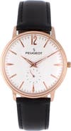 Peugeot Round Vintage Remote Sweep Leather Watch - 40MM