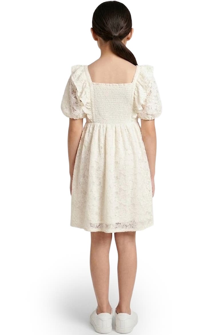 Kids' Floral Lace Cotton Puff Sleeve Dress, Alternate, color, CREAM