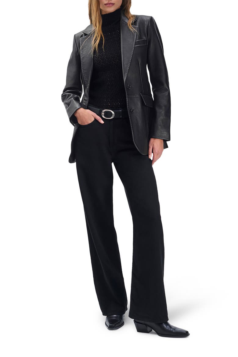 Ash Leather Blazer, Alternate, color, BLACK