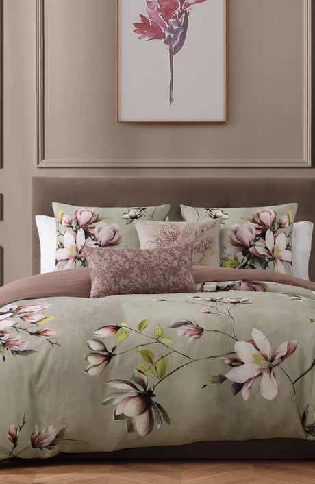 5-Piece Purple Lilies Reversible Comforter Set