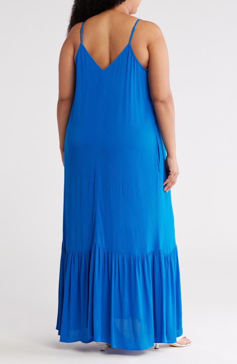 Melrose and Market Ruffle Hem Gauze Maxi Slipdress, Alternate, color, Blue Racer