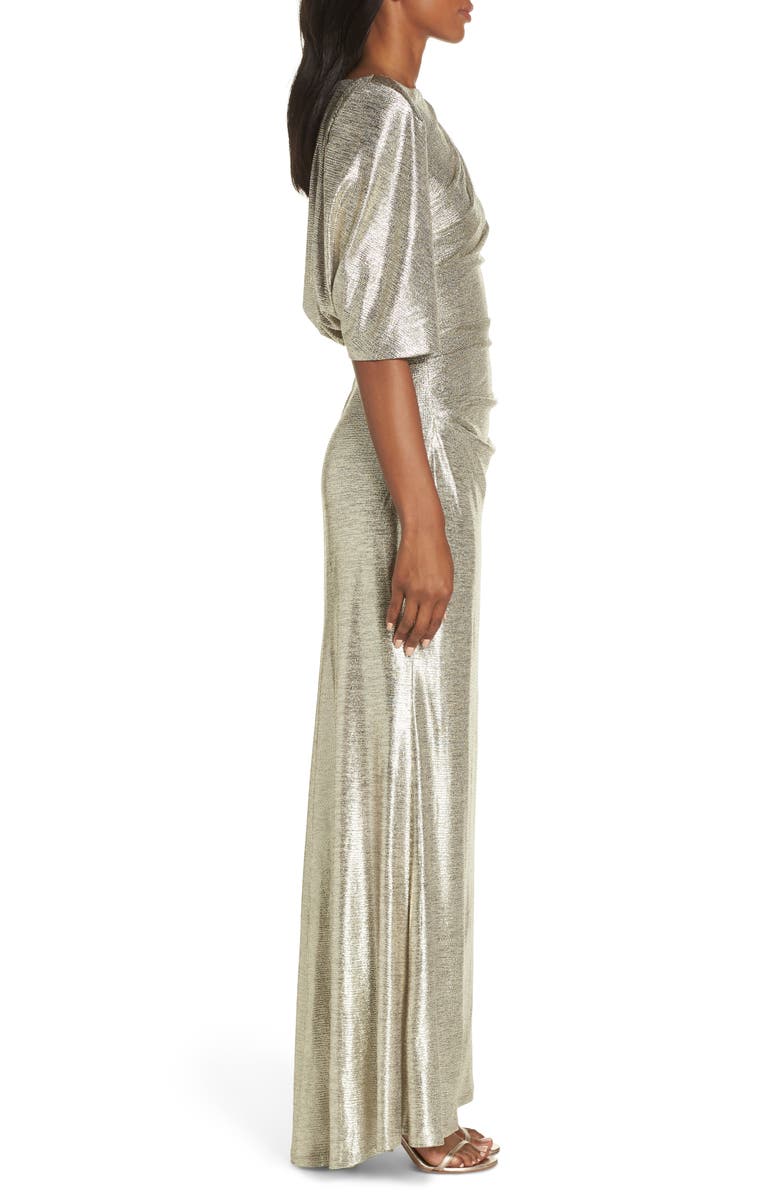 Eliza J Metallic Cape Gown, Alternate, color, 