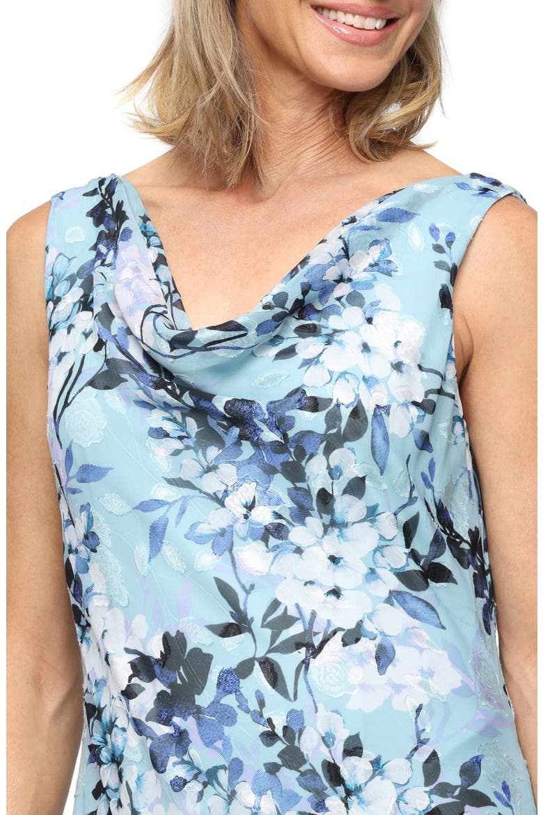 Sleeveless Floral Print Burnout Chiffon Tea-Length Dress, Alternate, color, SAGE MULTI