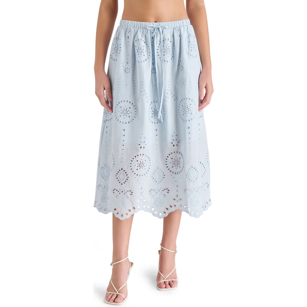 Steve Madden Anaisa Eyelet Embroidered Midi Skirt In Iris Blue