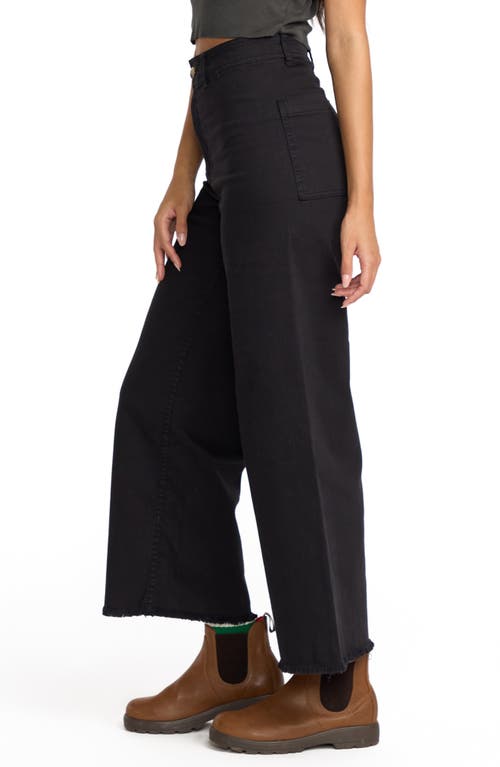 Billabong Free Fall Stretch Crop Wide Leg Jeans In Black