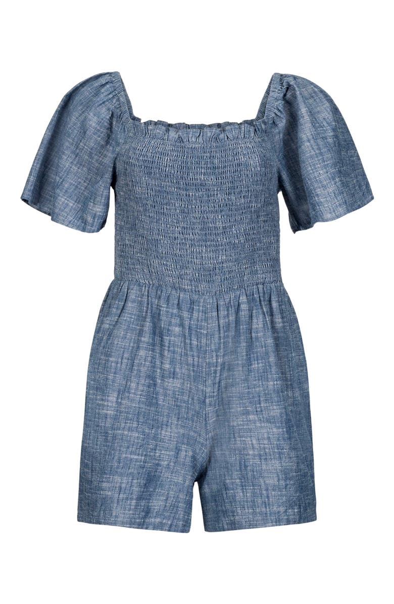 Hope & Henry Women's Organic Smocked Chambray Romper, Alternate, color, Chambray