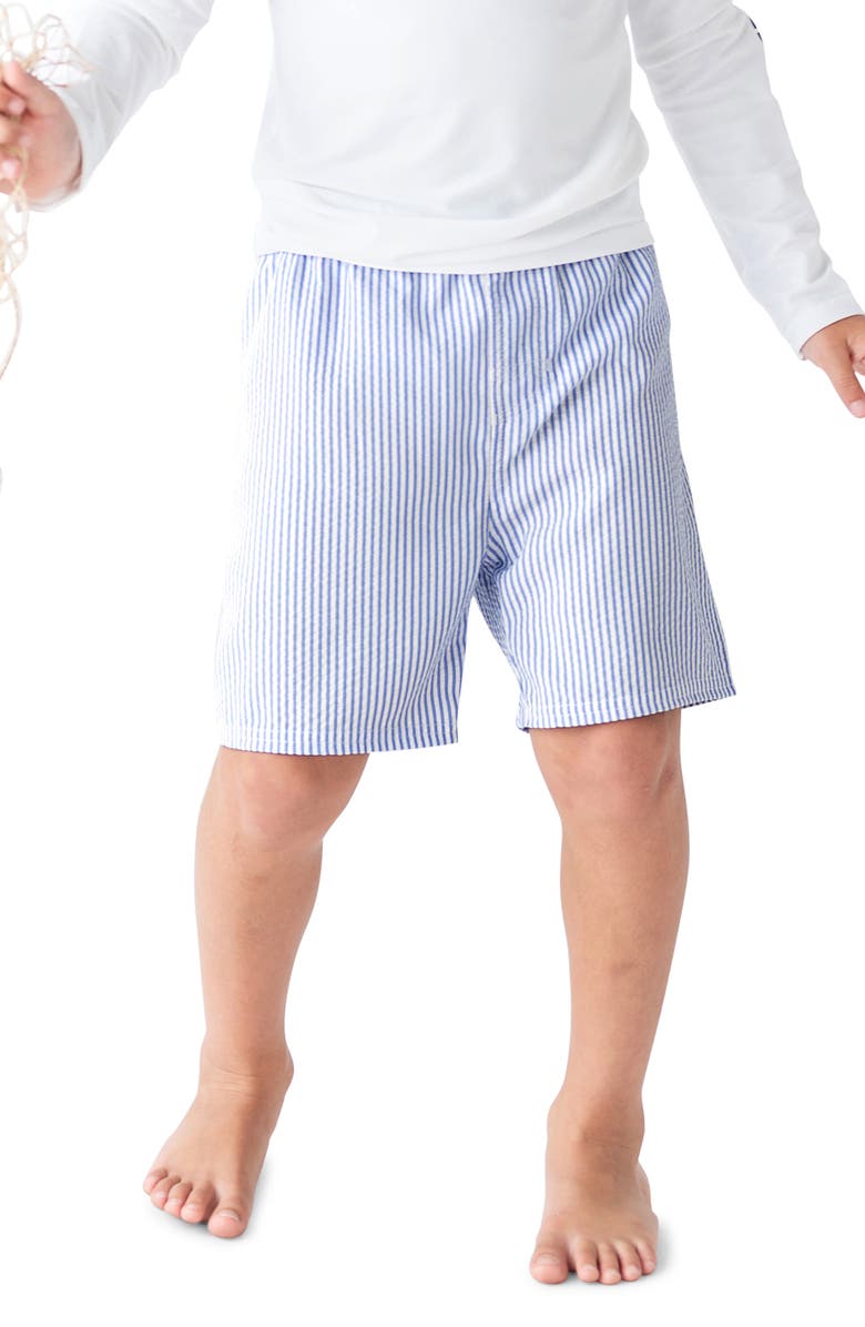 RuggedButts Kids' Seersucker Stripe Swim Trunks, Alternate, color, Blue