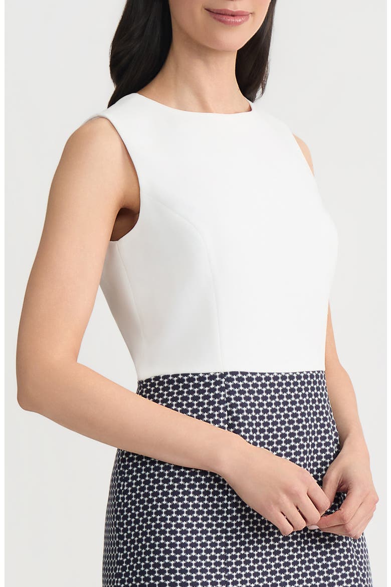 Princess Sheath Dress, Alternate, color, WHITE/ NAVY DOT