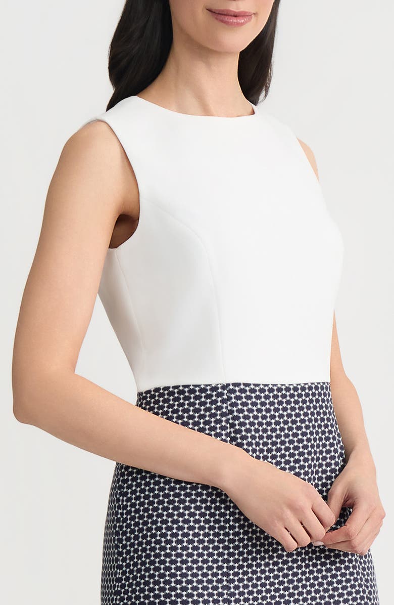 KASPER Princess Sheath Dress, Alternate, color, White/ Navy Dot