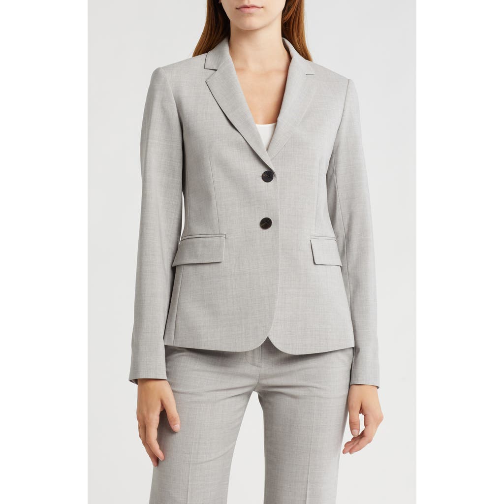 Theory Demitria Classic Stretch Wool Pants In Light Grey Melange