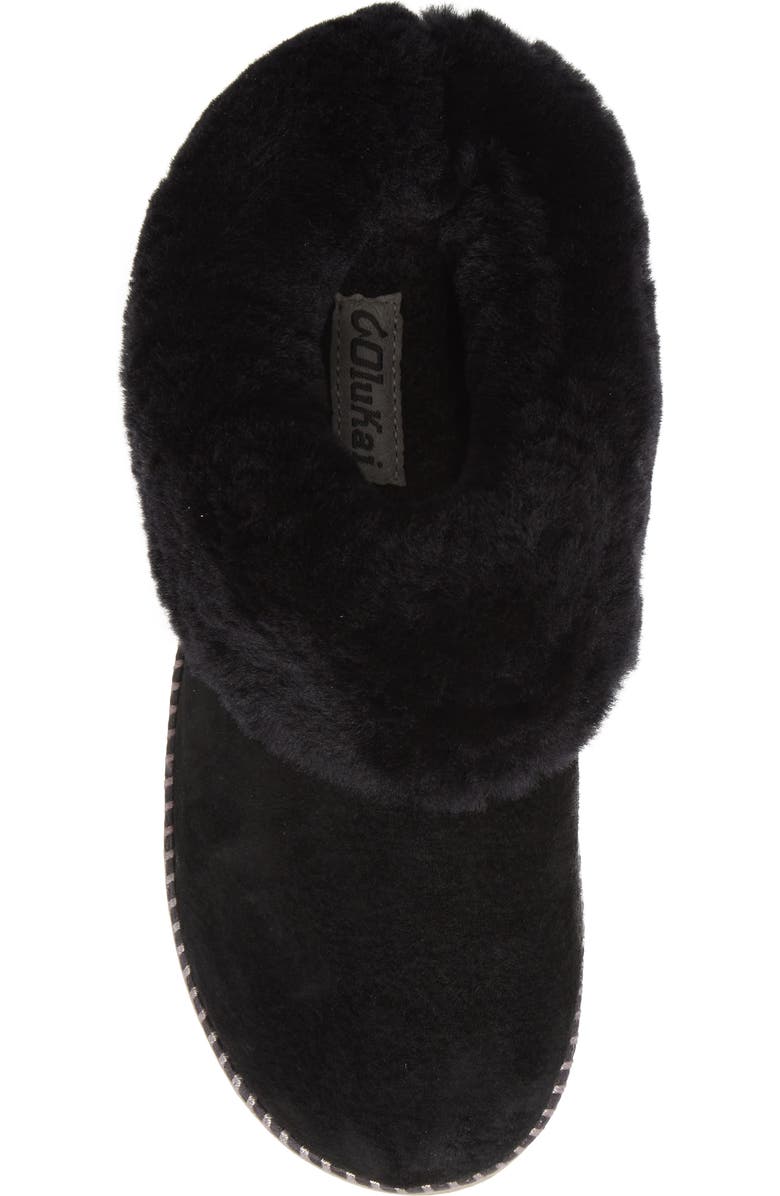 OluKai Ku'i Genuine Shearling Slipper, Alternate, color, Black/ Fog