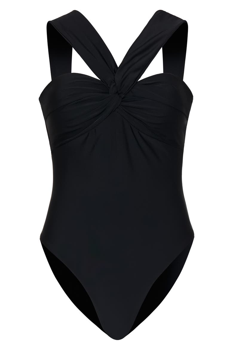Betsy Draped One-Piece Swimsuit, Alternate, color, BLACK