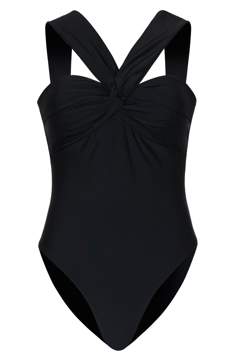 Milly Betsy Draped One-Piece Swimsuit, Alternate, color, Black