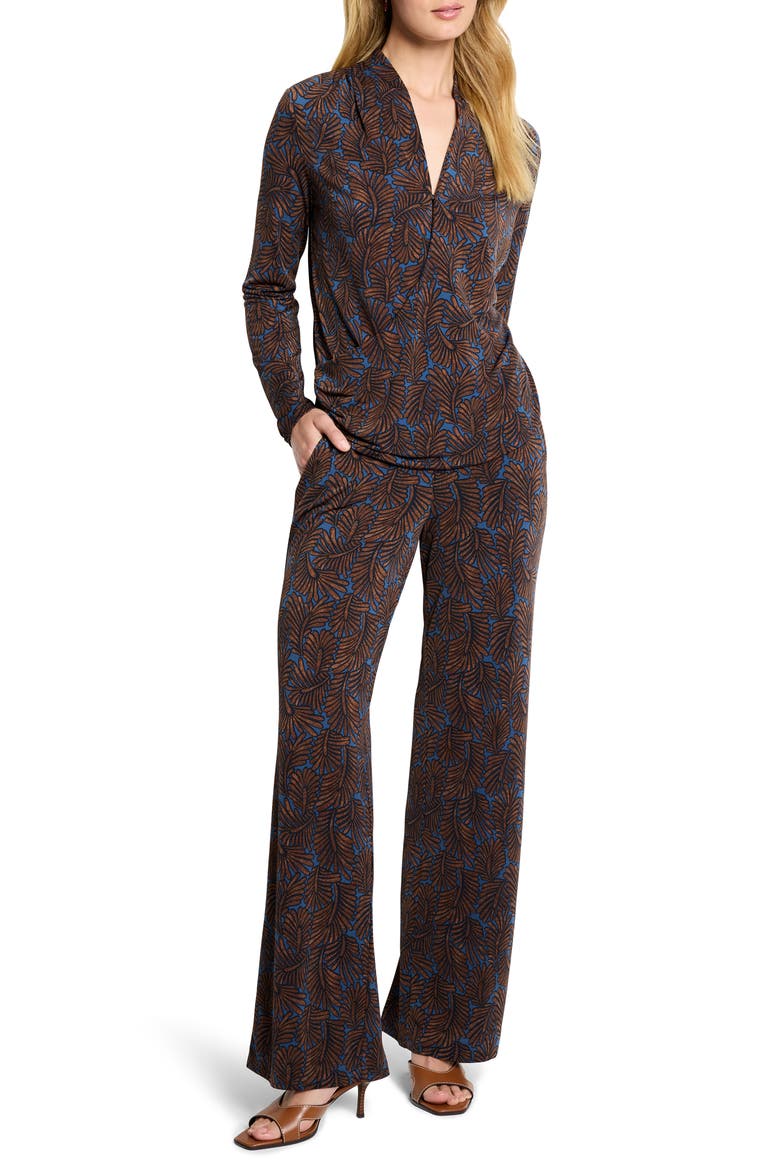 Feather Fern Faux Wrap Top, Alternate, color, BROWN MULTI