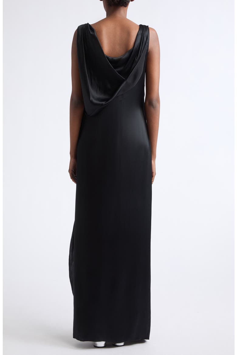Draped Satin Gown, Alternate, color, BLACK
