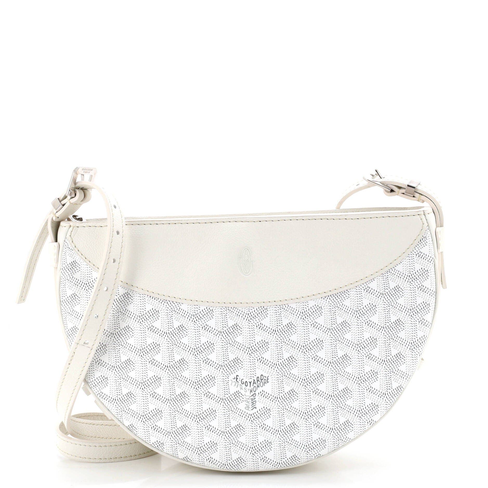 Pre-Owned Goyard Hirondelle Shoulder Bag Coated Canvas and Leather, Main, color, White