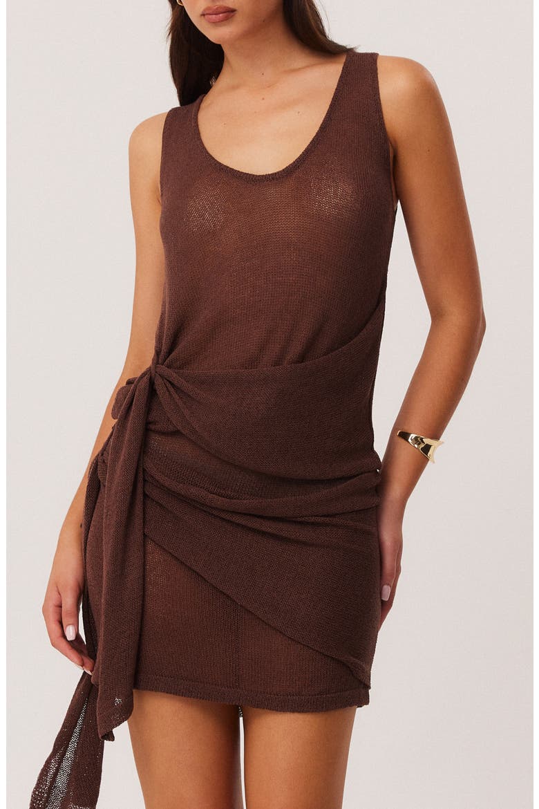 Mindy Semi Sheer Side Wrap Tank, Main, color, CHOCOLATE