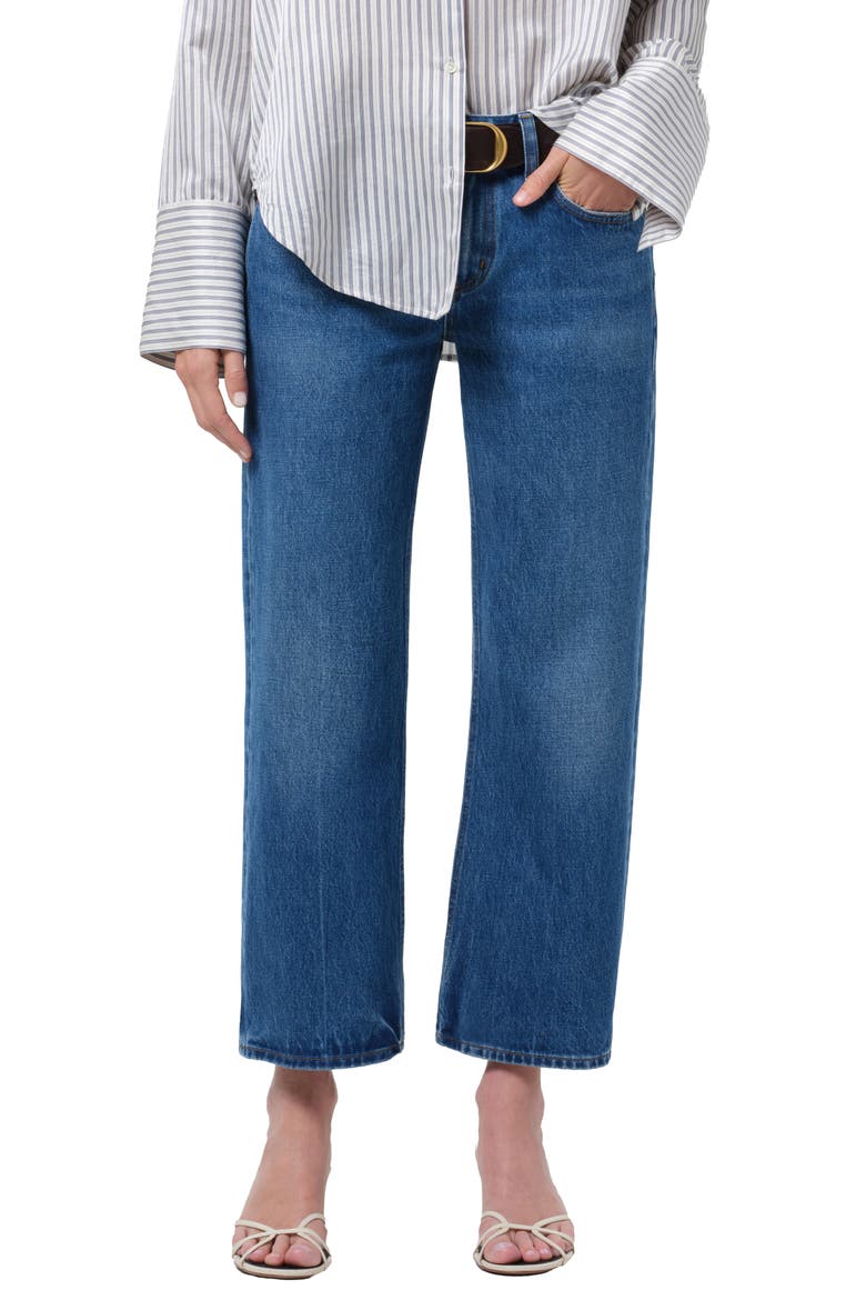 Faye Ankle Straight Leg Jeans, Main, color, AZURE BLUE