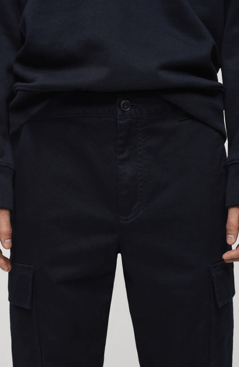 MANGO Regular Fit Flat Front Twill Cargo Pants, Alternate, color, Dark Navy