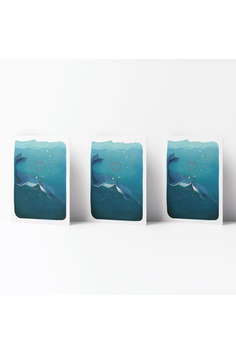 Love/Friendship Greeting Card Pack (3ct) "Whale in Love", Main, color, Multi-Pack