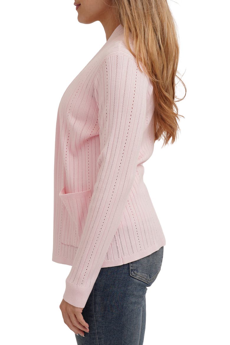 Pointelle Cardigan, Alternate, color, BABY STRAWBERRY