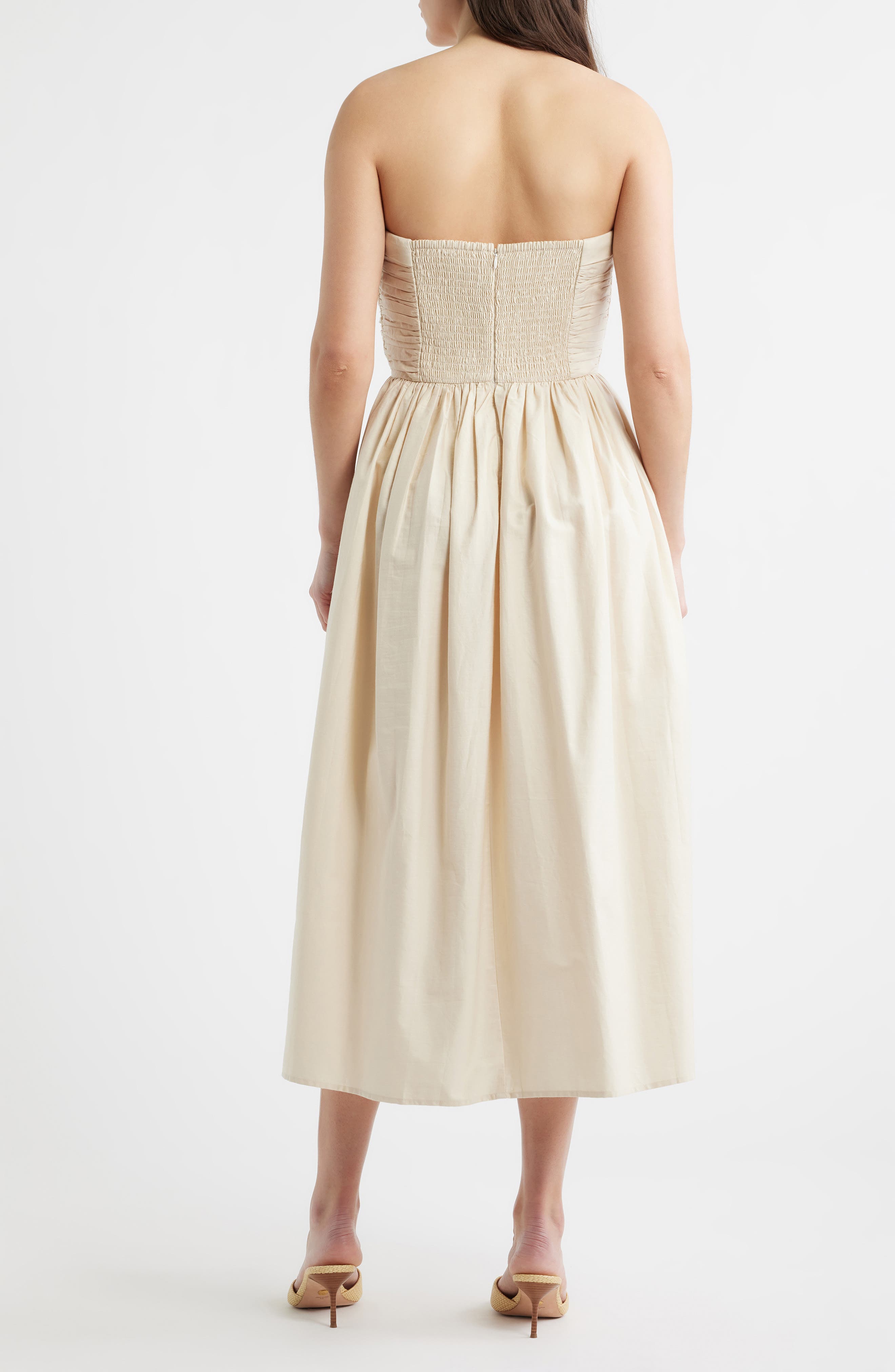 Embroidered Pintuck Strapless Maxi Dress - image 2