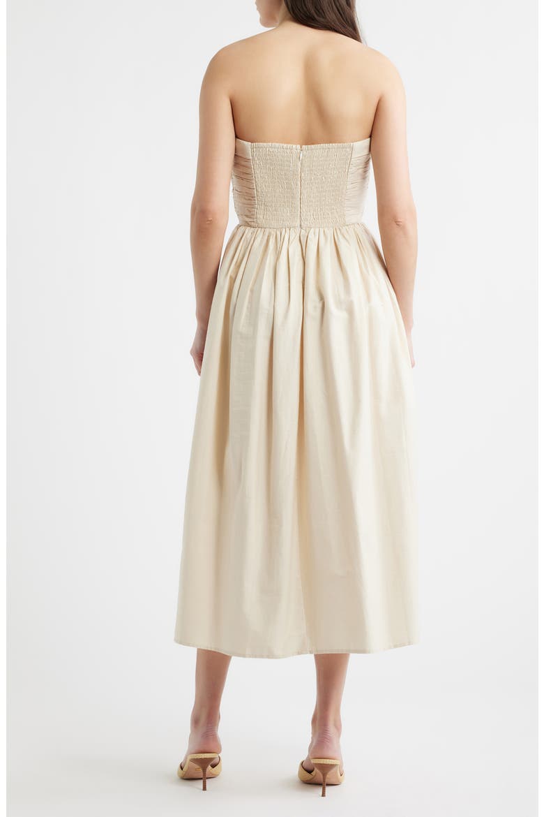 Embroidered Pintuck Strapless Maxi Dress, Alternate, color, SOFT ECRU