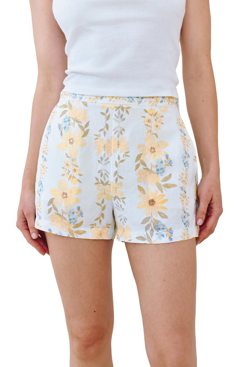 Bella Dahl Catalina Floral Linen Blend Shorts, Alternate, color, Wildflower