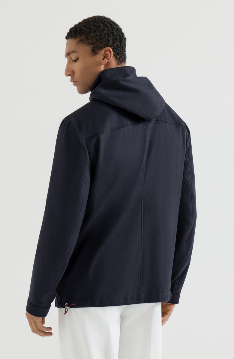 Brunello Cucinelli Lightweight cashmere flannel biker jacket, Alternate, color, Navy Blue