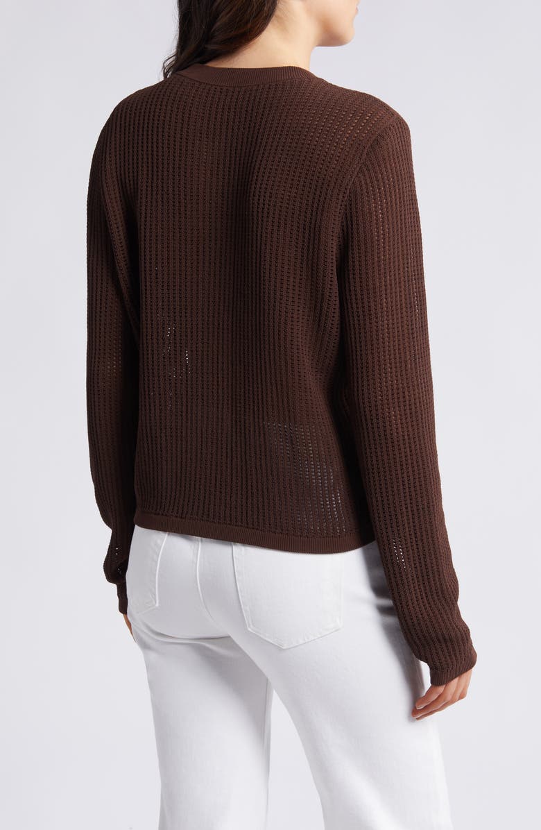 rag & bone Viola Open Stitch Cardigan, Alternate, color, Chocolate