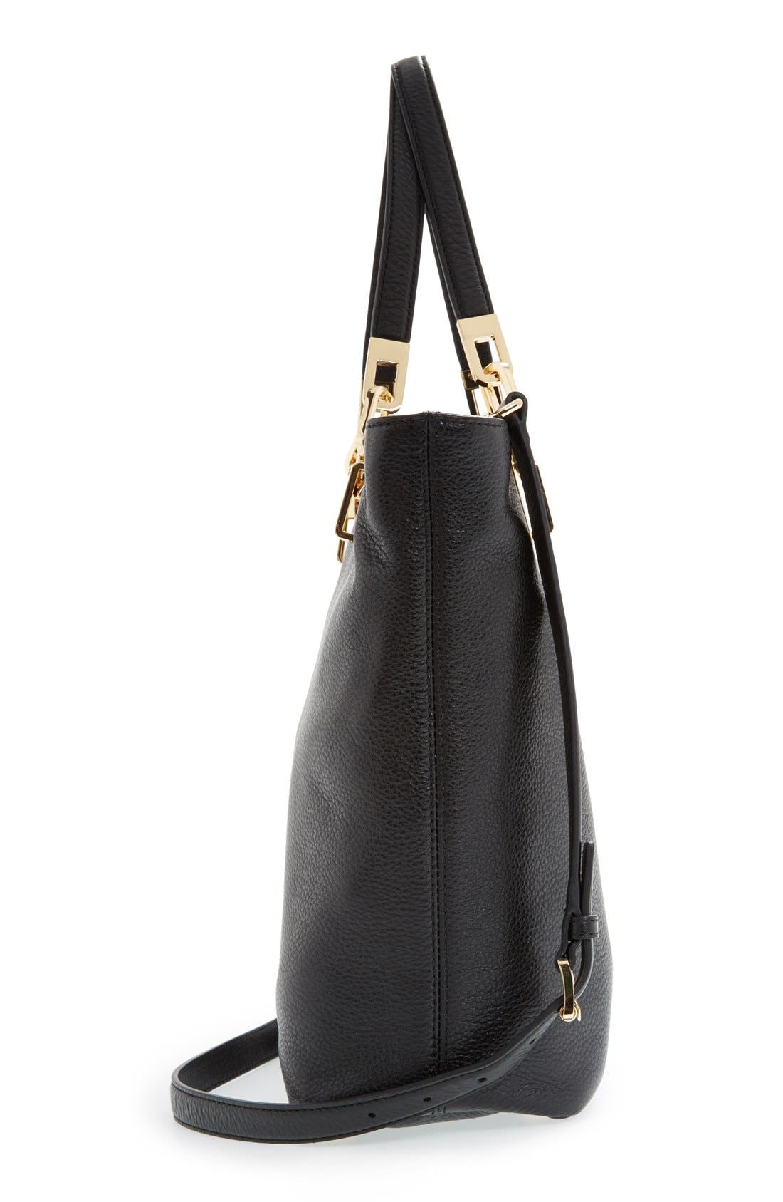 MICHAEL Michael Kors 'Medium Brooke' Leather Tote, Alternate, color, Black