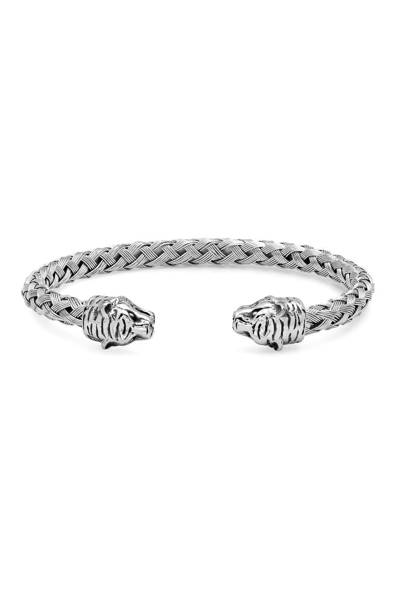 Braided Wire Tiger Cuff Bracelet, Main, color, METALLIC