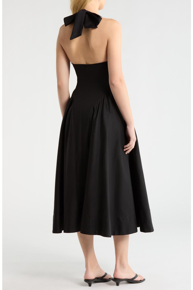 Meana Halter Neck Cotton Blend Dress, Alternate, color, BLACK