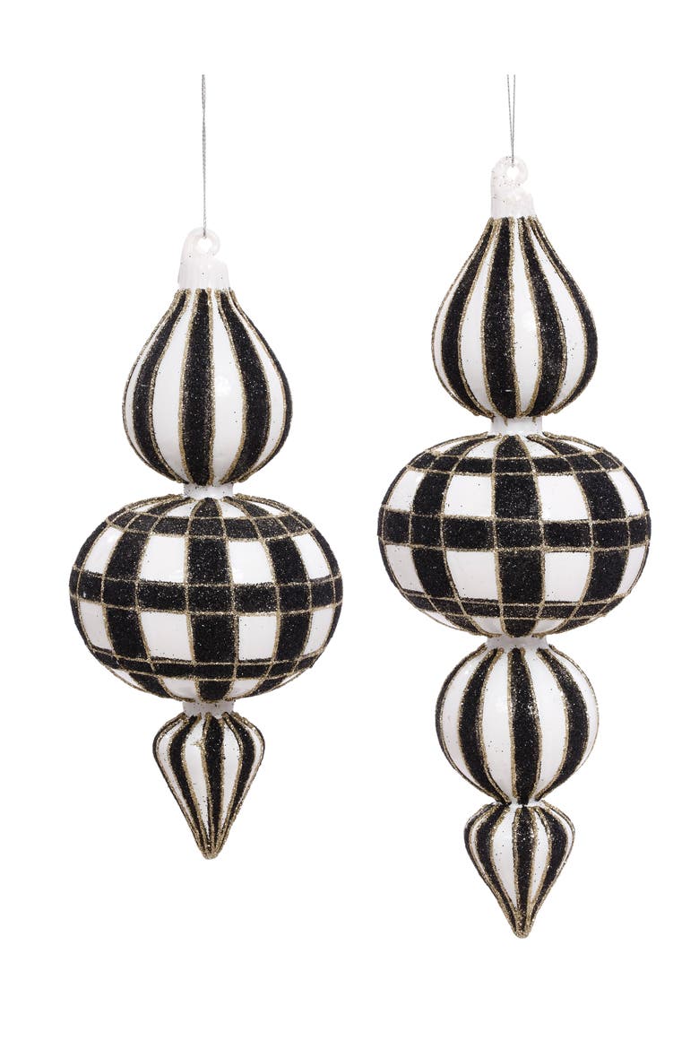Elegant Fancy Stripes Finial, Set of 4, Main, color, Black