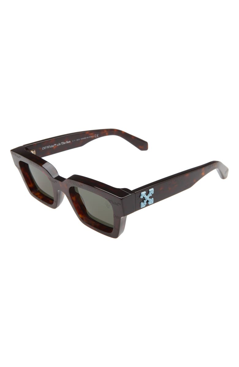 Off-White Havana 50mm Logo Rectangular Sunglasses, Alternate, color, 